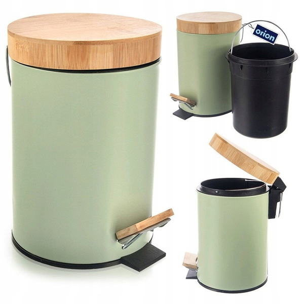 Kosz na śmieci metalowy z pedałem zielony GREENISH 3 l