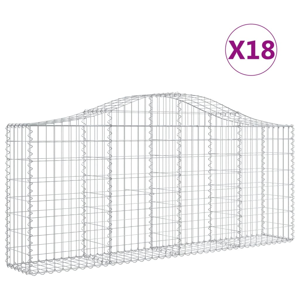 18 db íves horganyzott vas gabion kosár 200x30x80/100 cm (3145423)