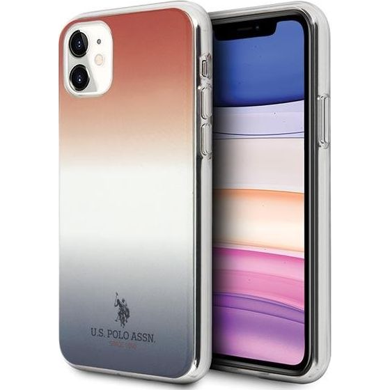US Polo Gradient Pattern Collection iPhone 11 Telefon tok - Kék/Piros (69096-uniw)
