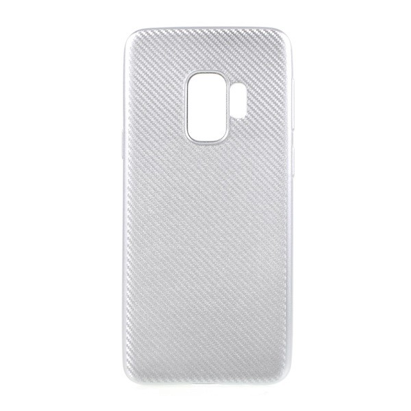 Szilikon telefonvédő (karbon minta) EZÜST [Samsung Galaxy S9 (SM-G960)] (5996457744718)