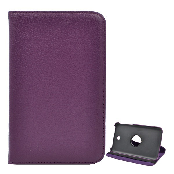 Tok álló, bőr hatású (FLIP, asztali tartó funkció, 360°-ban forgatható) LILA [Samsung Galaxy Tab3 Kids 7.0 (SM-T2105)] (5996457376476)