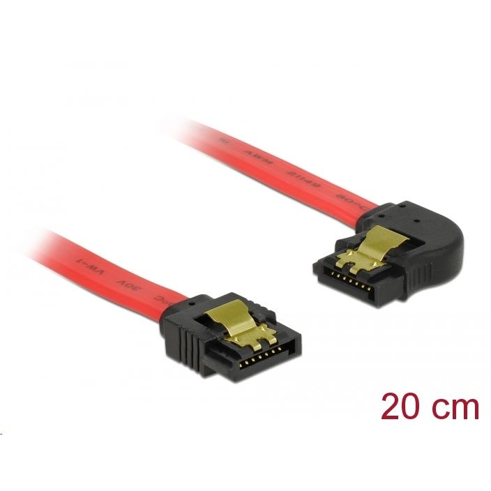 Delock 6 Gb/s sebességet biztosító SATA-kábel egyenes csatlakozódugóval > balra néző SATA-csatlakozó (83962) (delock-83962)