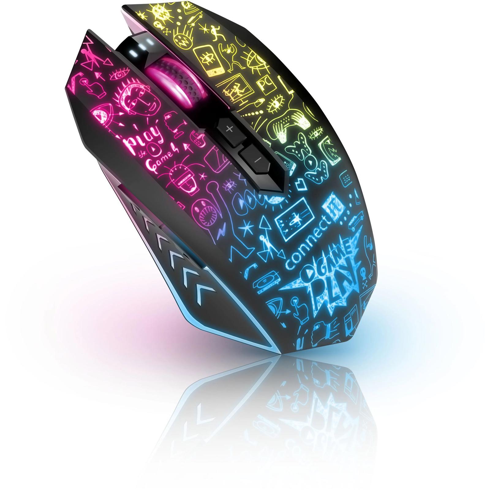 CONNECT IT DOODLE 2 PRO vezeték nélküli gamer egér, fekete, 4800 DPI (CMO-3515-DD)