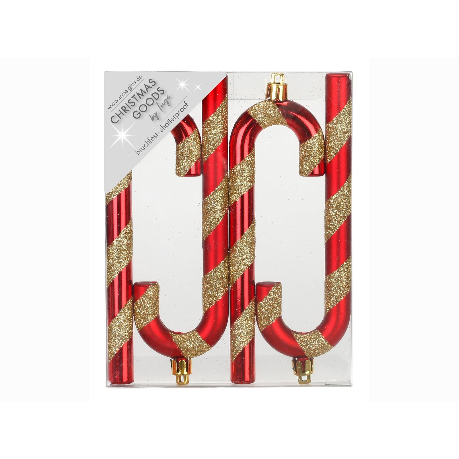 LAALU Karácsonyi dísz - cukorpálca, piros/aranyszín, 14 cm, 4 db (LAU-1881)