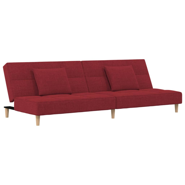 Canapea extensibilă cu 2 locuri, 2 perne, roșu vin, textil