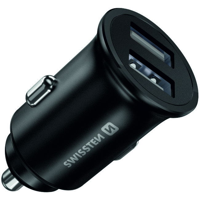 Swissten CL adapter 2x USB 4.8 A Metal, fekete (20115000BOX)