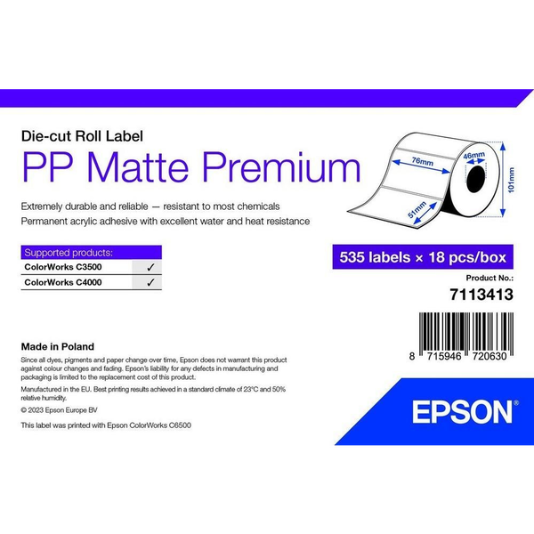 Epson 7113413 etichetta per stampante Bianco Etichetta per stampante autoadesiva