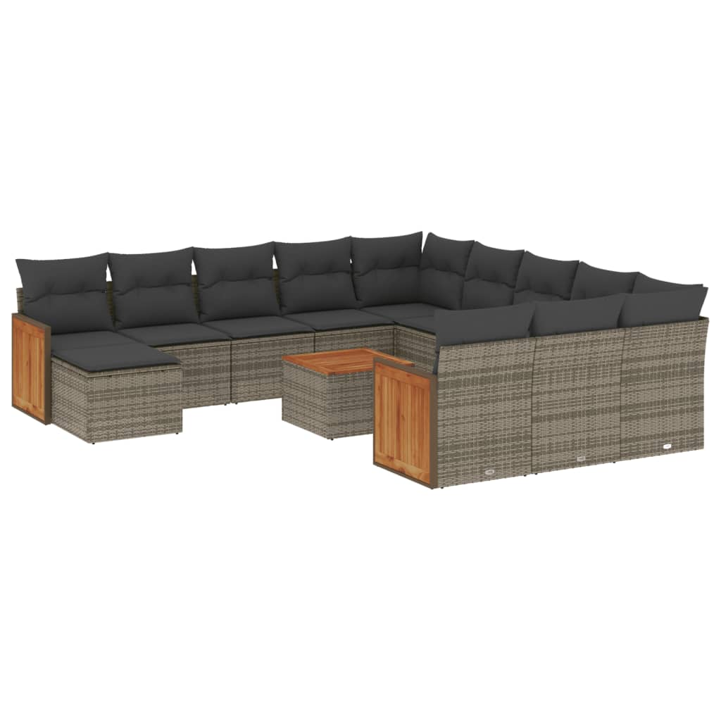 13 részes szürke polyrattan kerti ülőgarnitúra párnákkal (3260674)