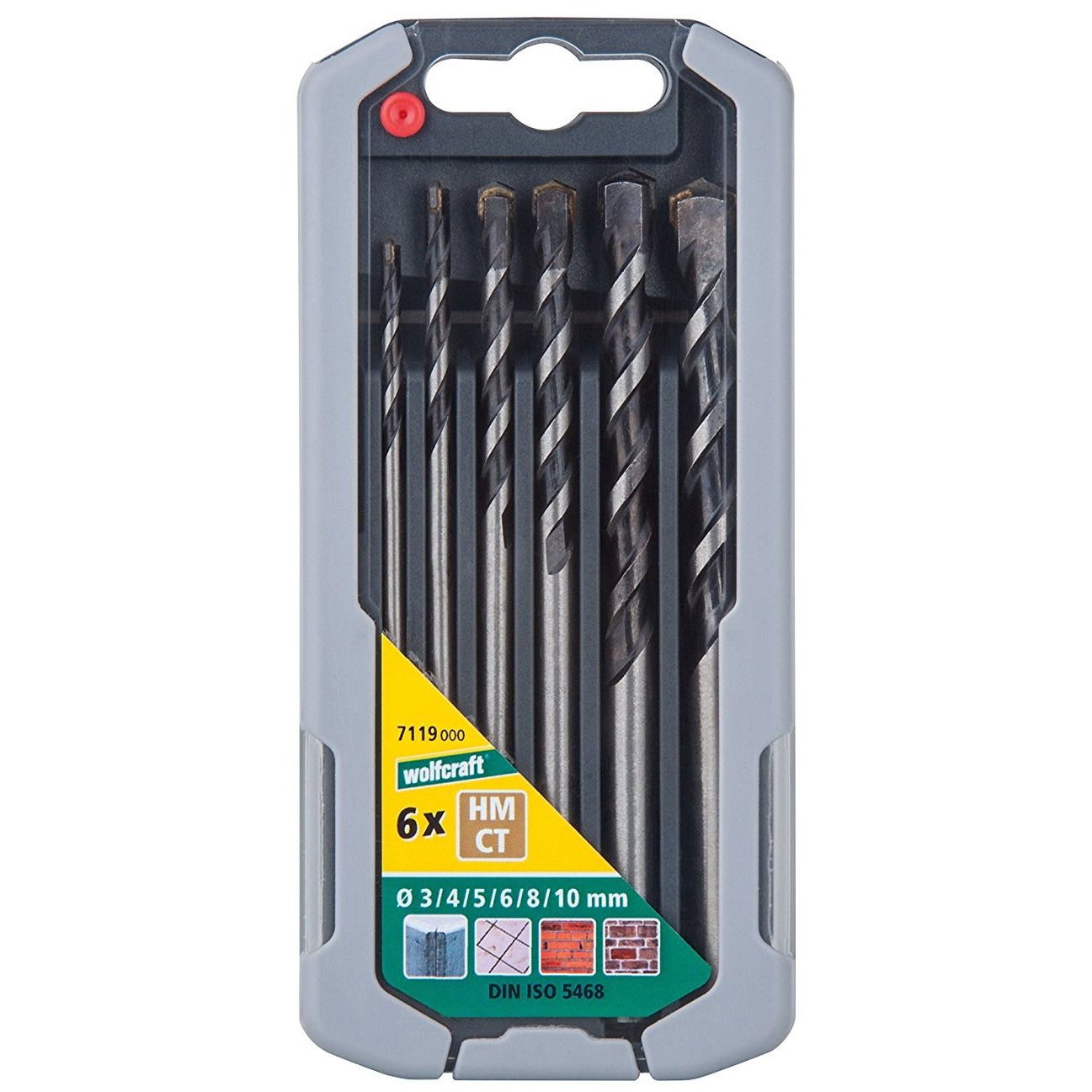 Wolfcraft HM kőfúrószár készlet, keményfém lapkás, 6 db, 3-10 mm (4006885711907)