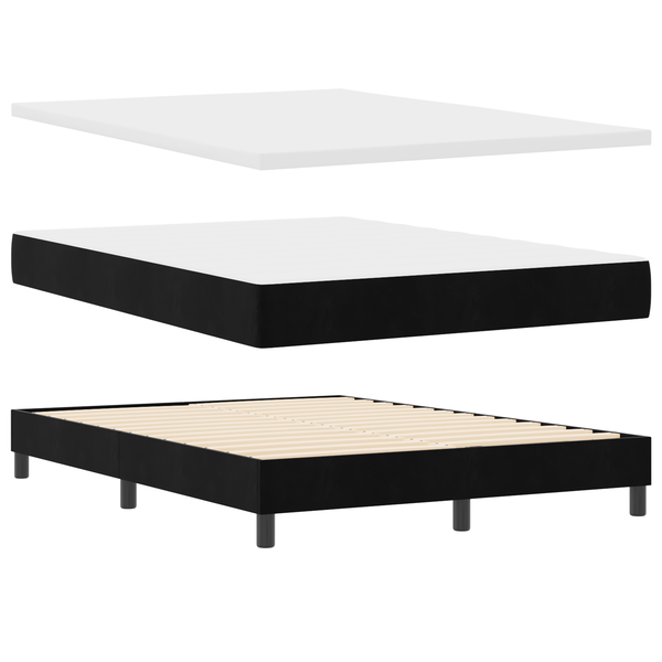 Pat box spring cu saltea, negru, 140x190 cm, catifea