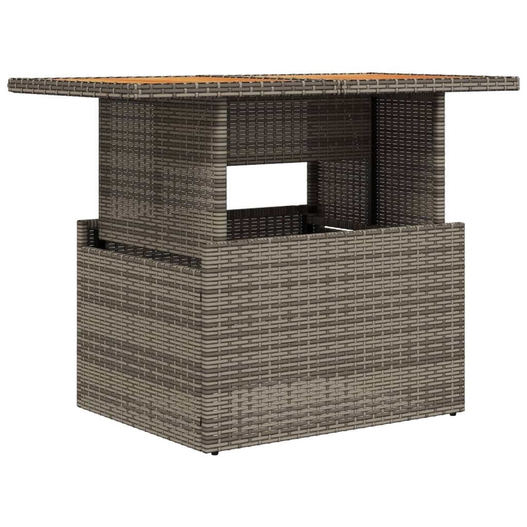szürke polyrattan és akácfa kerti asztal 100 x 55 x 73 cm (366127)