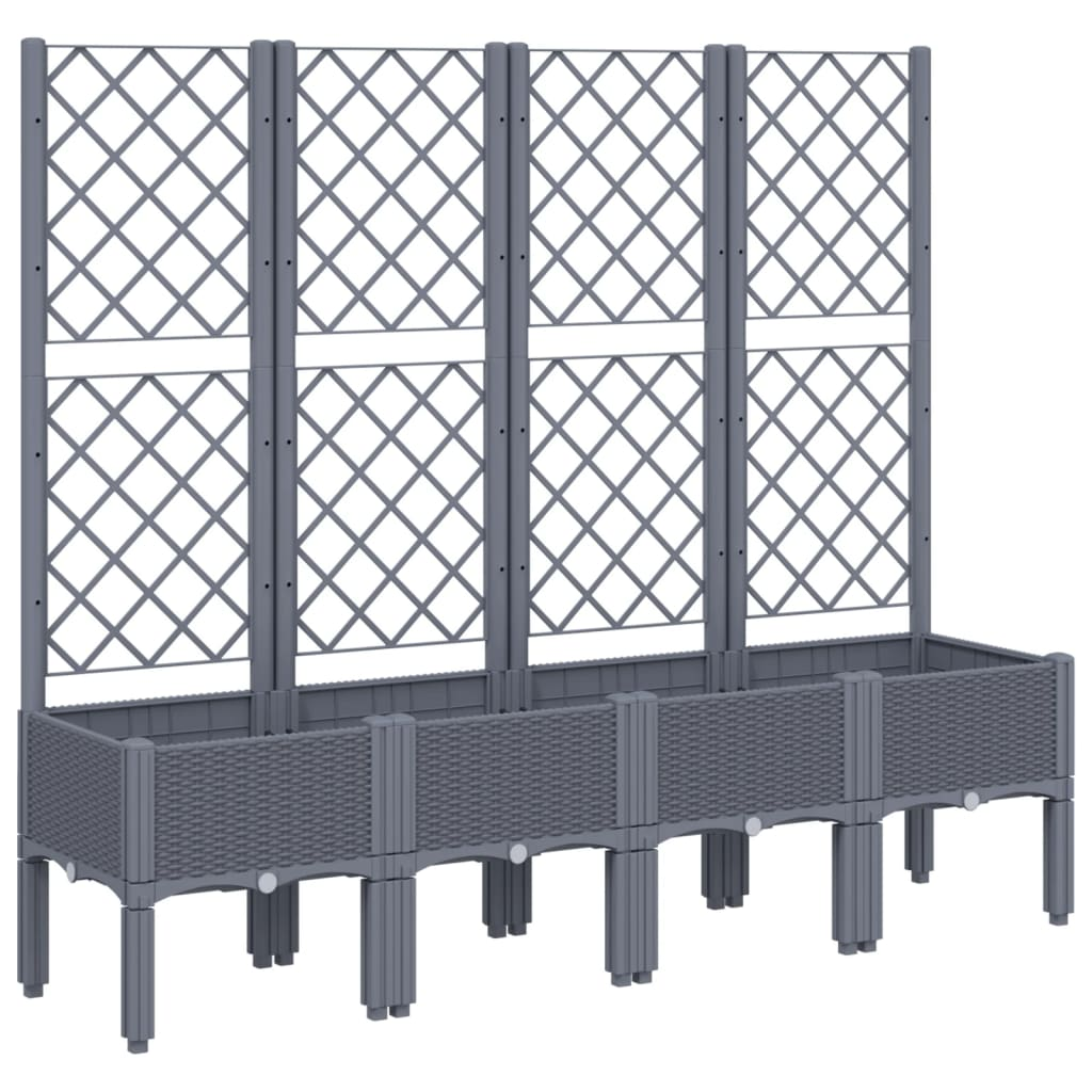 szürke PP rácsos kerti ültetőláda 160 x 40 x 142 cm (367931)