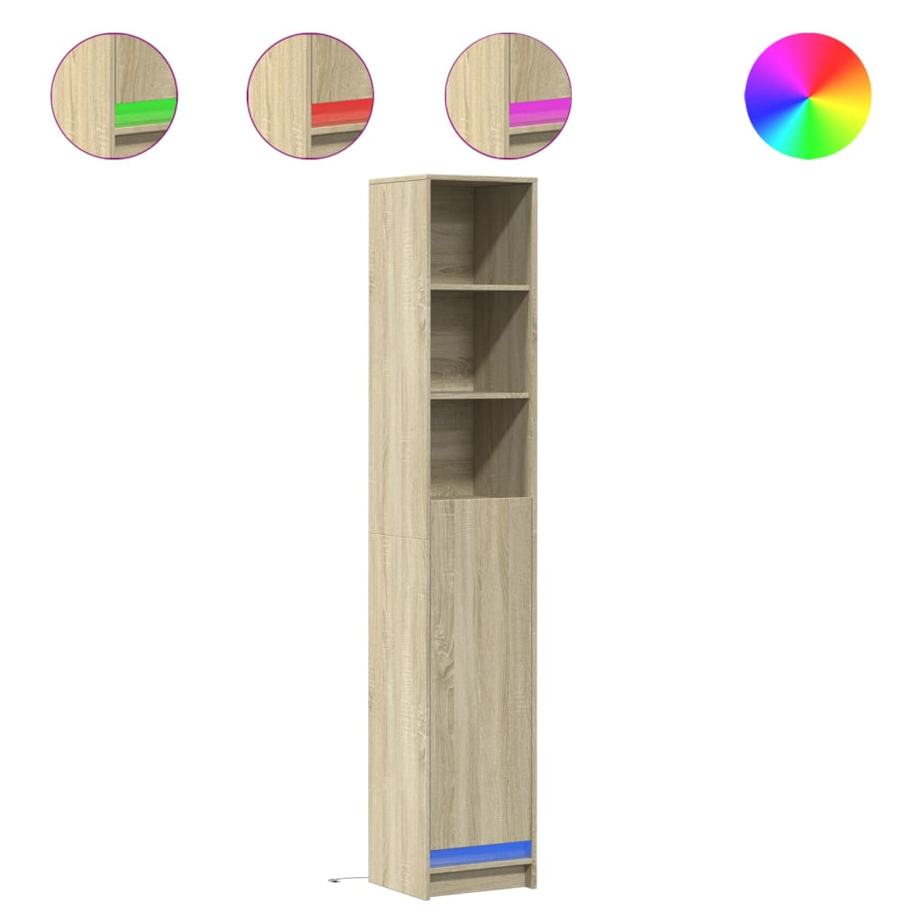 sonoma tölgy szerelt fa tálalószekrény LED-del 36x32,5x200 cm (852126)