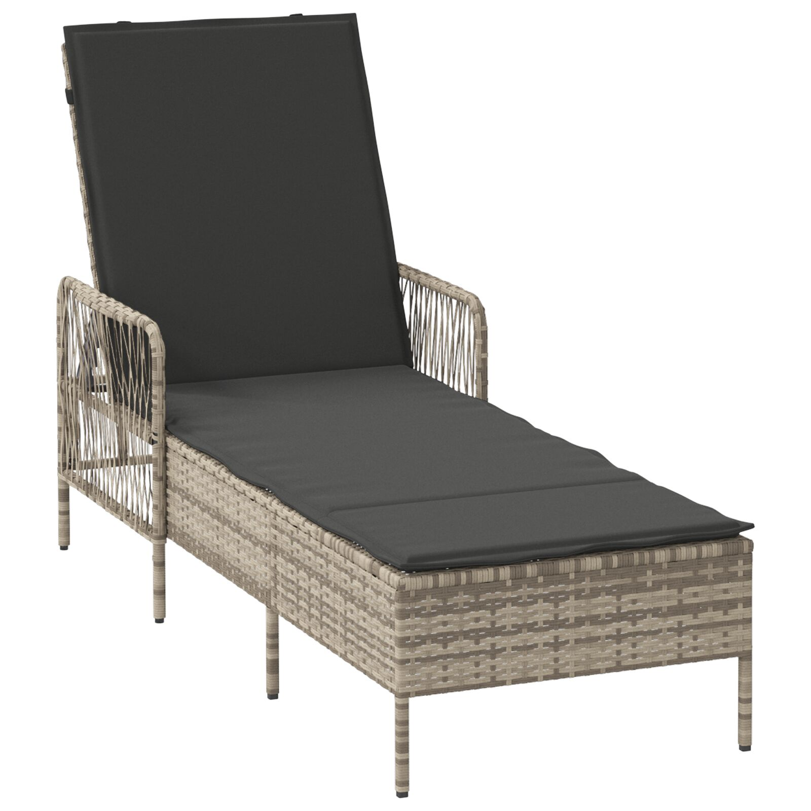 Napágy Világosszürke PE rattan 157 x 55 x 92 cm Összecsukható (365430)