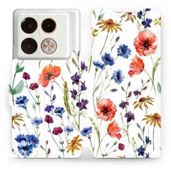 Mobiwear Infinix Note 40 Pro / Note 40 Pro+ 5G flip tok - mezei virágok