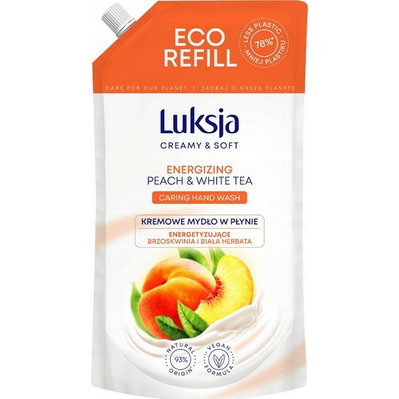  Luksja Luksja Creamy & Soft Kremowe mydło w płynie Brzoskwinia i Biała Herbata 900 ml opakowanie uzupełniające