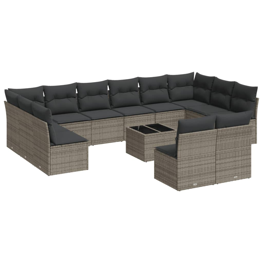 13 részes szürke polyrattan kerti ülőgarnitúra párnákkal (3218380)