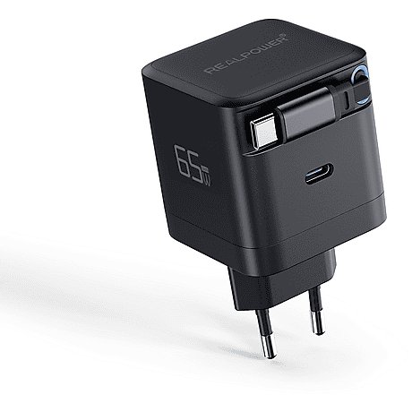 REALPOWER GaN Charger 65W schwarz,65 Watt,2x Type-C