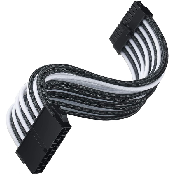 SilverStone PP07E-MBB tápkábel 300mm - Fekete/Fehér