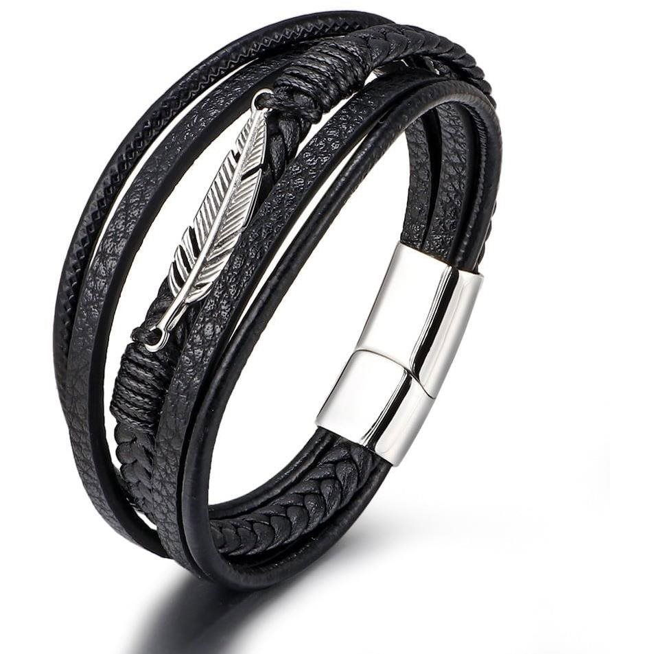 Predator Q1 bőr karkötő, levél, 22cm - A7004-7 (16521)