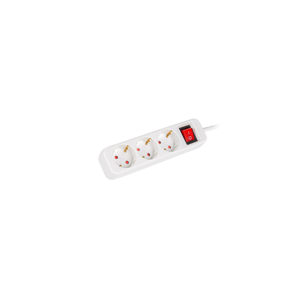 Lanberg PS1-03F-0150-W 3 aljzatos elosztó kapcsolóval 1,5m - Fehér