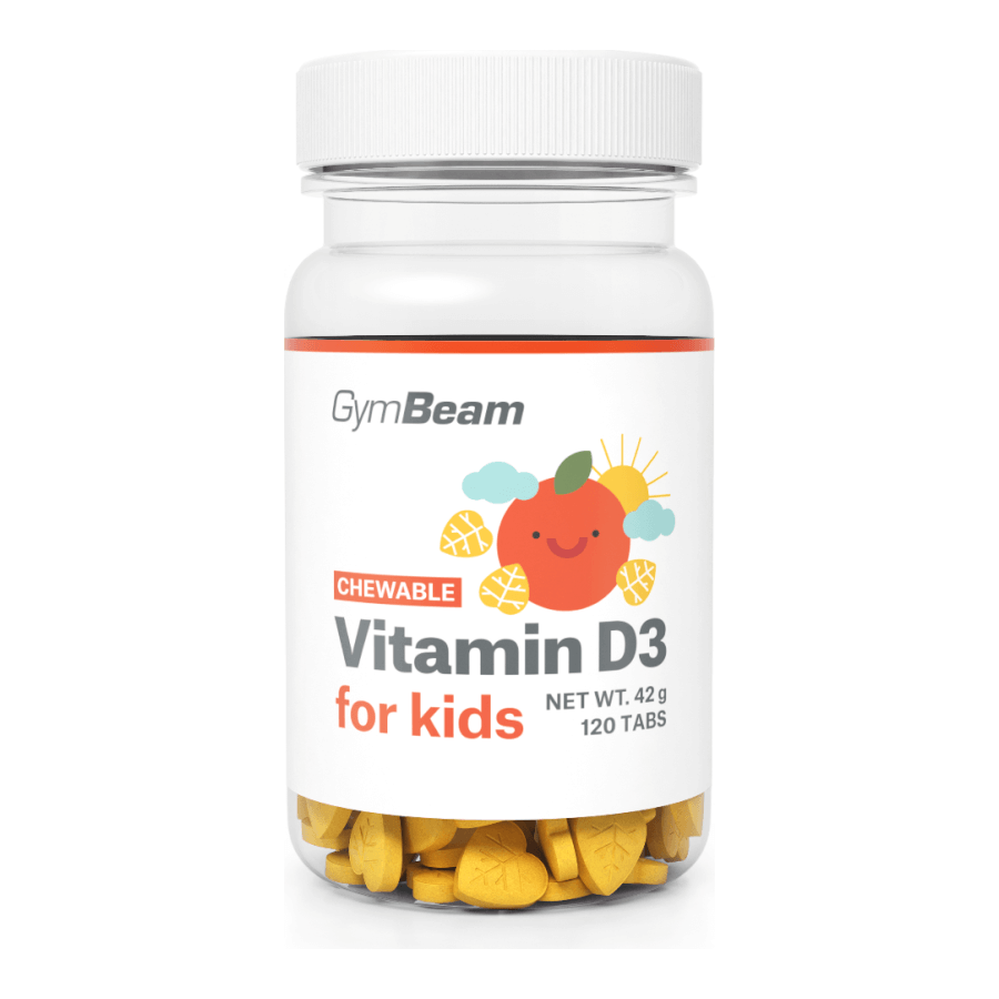 D3-vitamin rágótabletta gyerekeknek - narancs - 120 rágótabletta - GymBeam (HMLY-63721-1-120tab-orange)