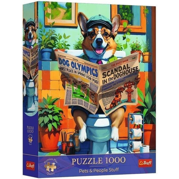 Trefl PUZZLE 1000EL TREFL PREMIUM CORGI W TOALECIE P6