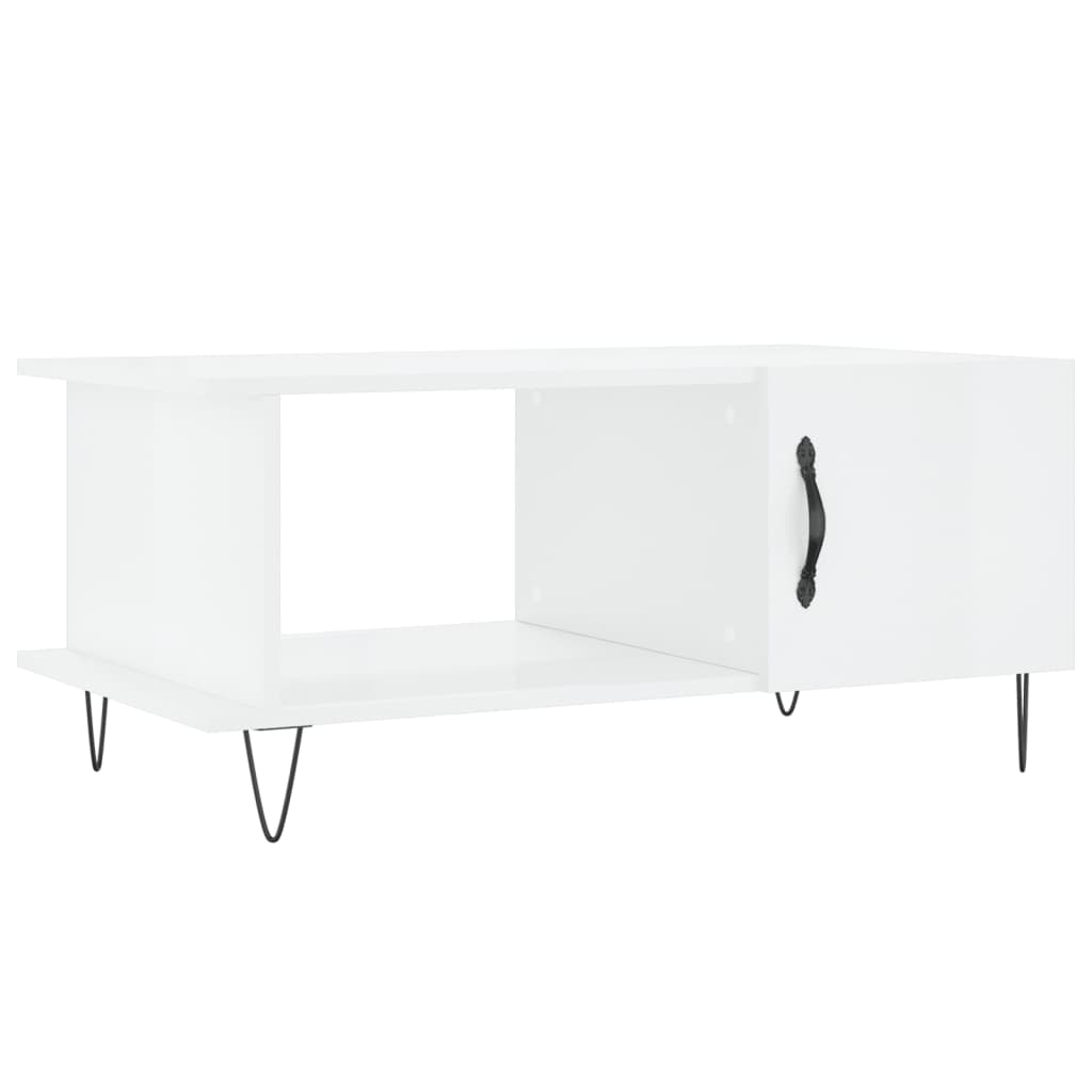 magasfényű fehér szerelt fa dohányzóasztal 90 x 50 x 40 cm (829486)