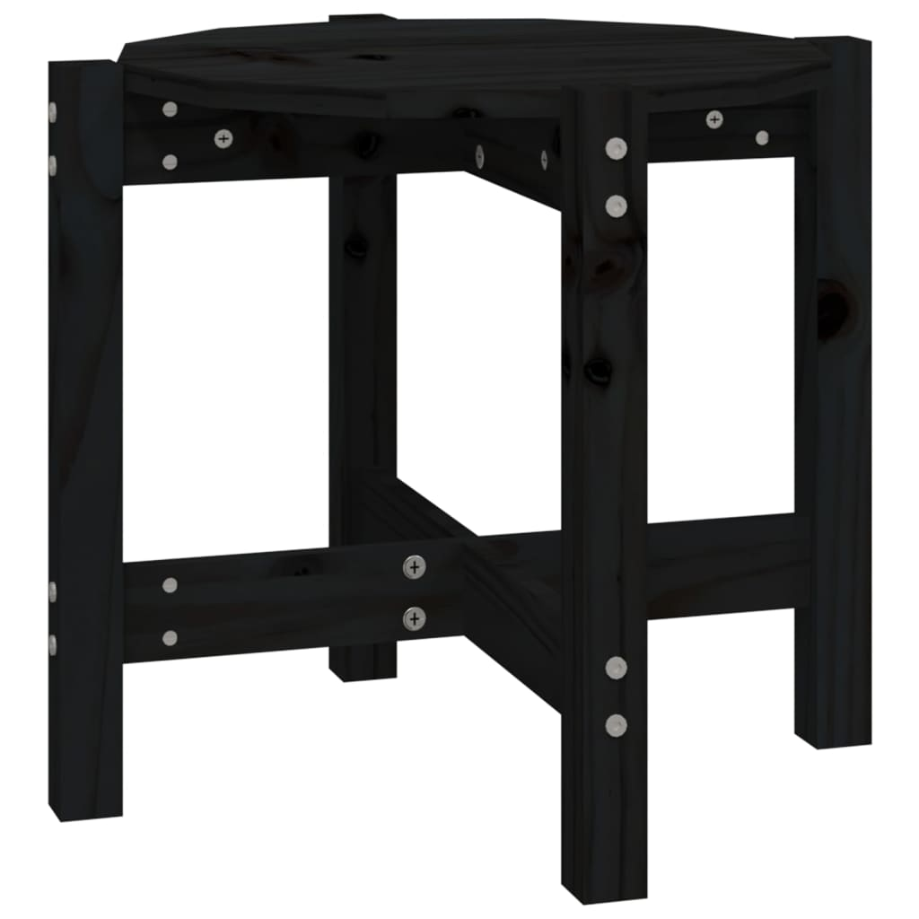 fekete tömör fenyőfa dohányzóasztal Ø 52,5 x 45 cm (822311)