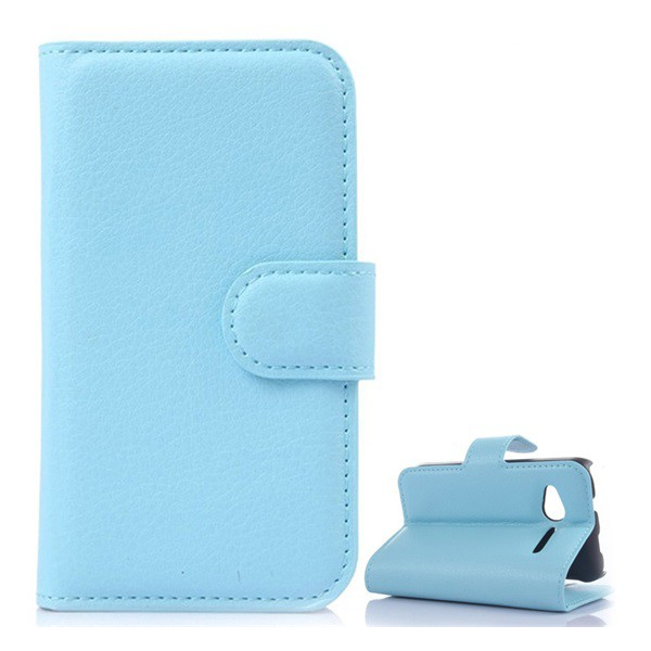 Tok álló, bőr hatású (FLIP, oldalra nyíló, asztali tartó funkció, prémium) VILÁGOSKÉK [Vodafone Smart 4 fun (VF685)] (5996457539918)