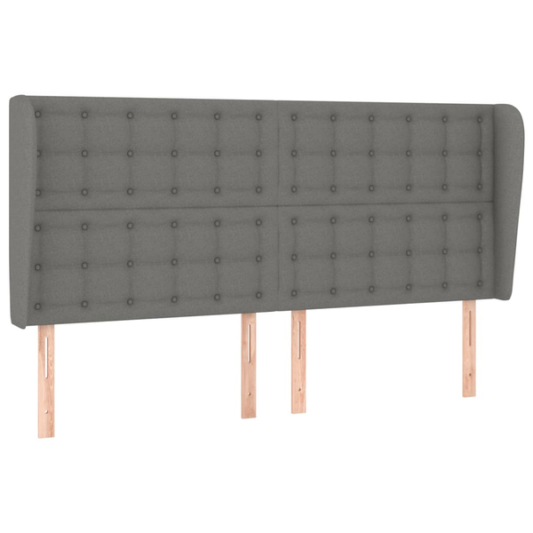 Tăblie de pat cu aripioare gri închis 163x23x118/128 cm textil