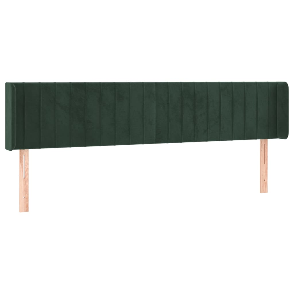 sötétzöld bársony szárnyas fejtámla 203x16x78/88 cm (3119075)