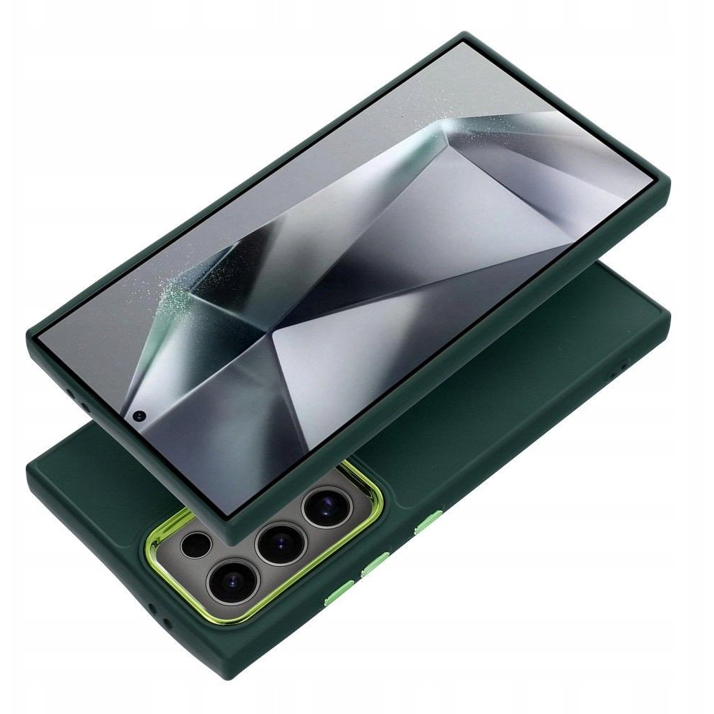 ZONE Frame Case szilikon tok fémhatású kamera keret Samsung Galaxy S25 zöld (TS9887)