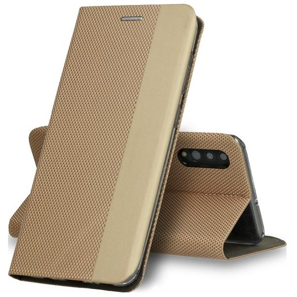 Xiaomi Mi 11, Oldalra nyíló tok, stand, textil minta, BookCover, arany (110486)