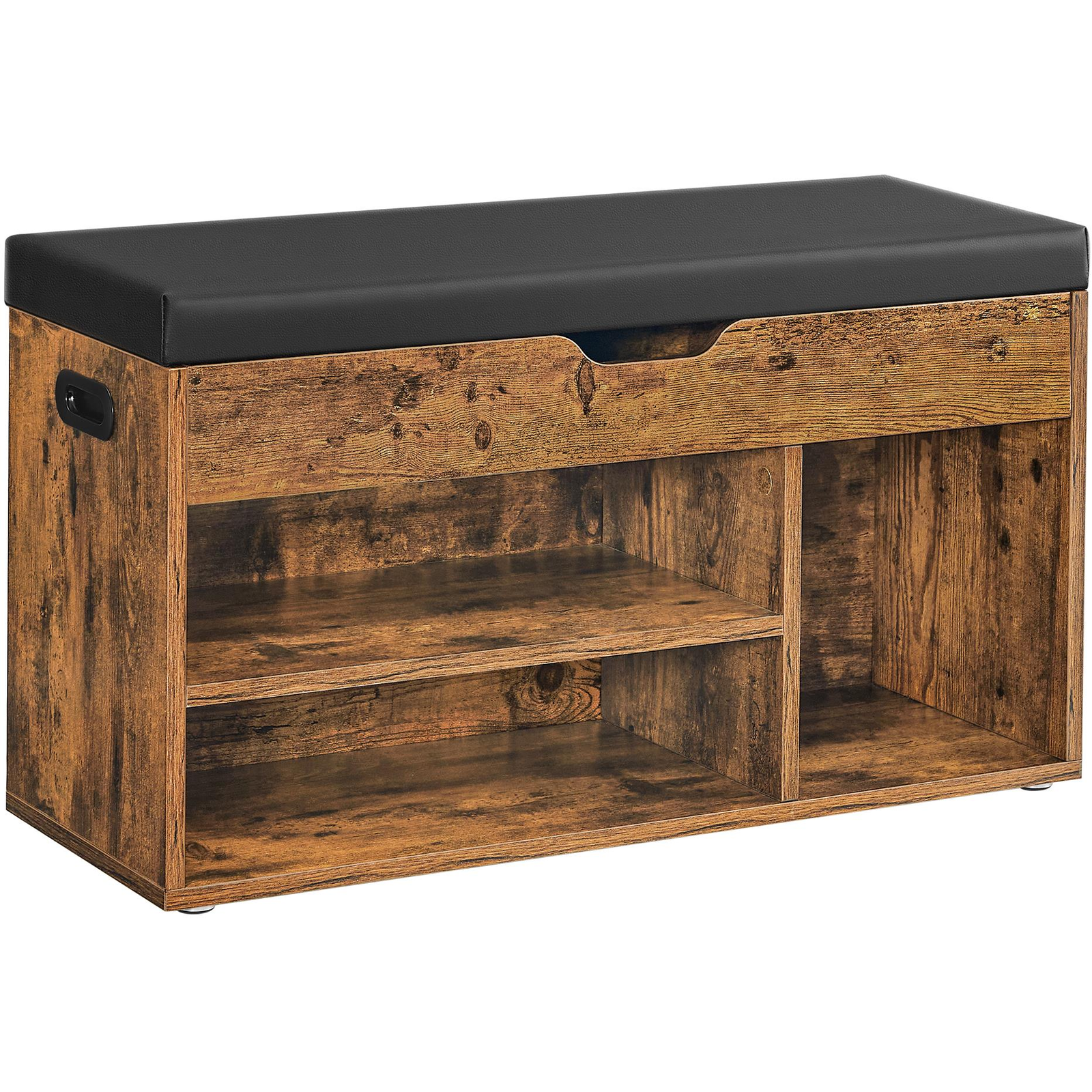VASAGLE 80×44×30 cm, vintage cipőtartó állvány ülőkével és tárolóval, barna (81053)