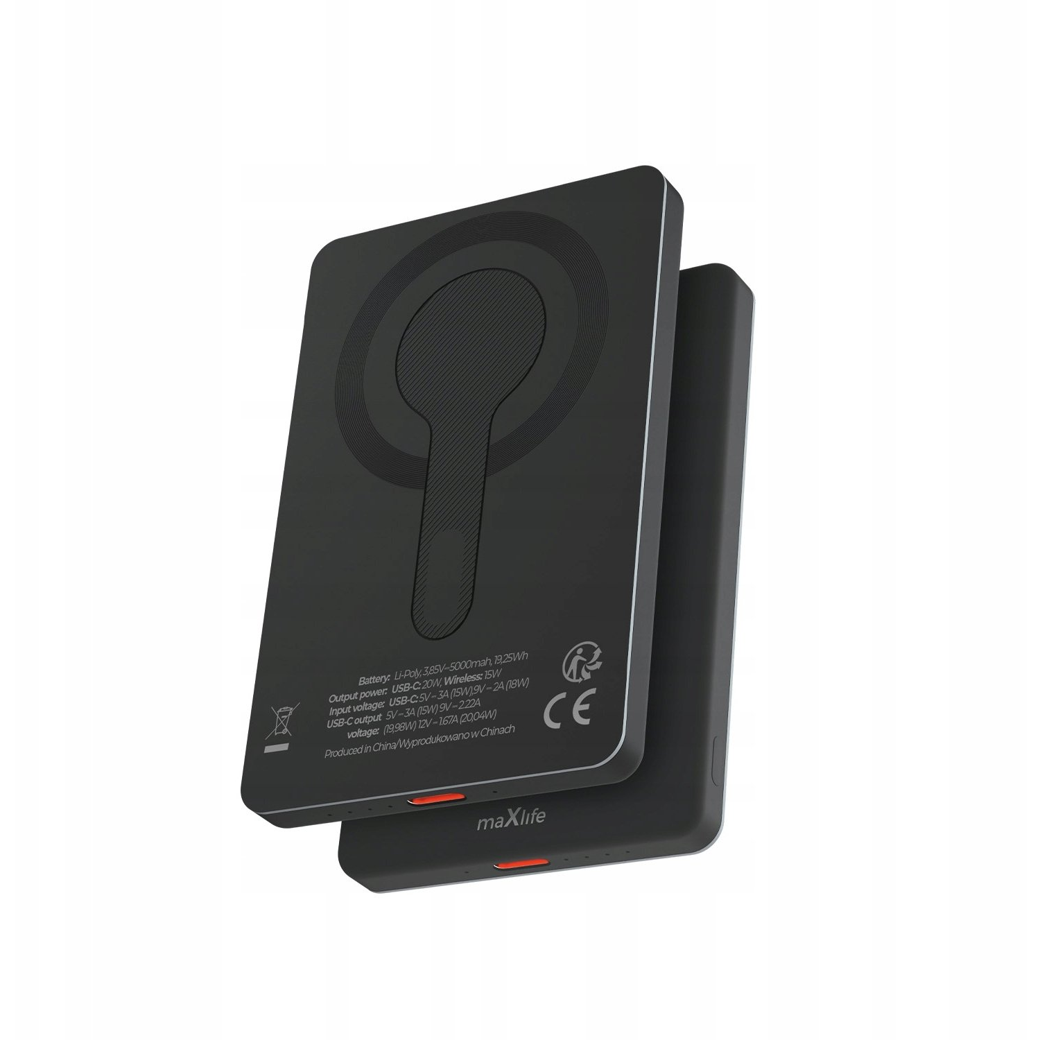 Forever Maxlife MXPB-05 power bank 5000 mAh, 20W PD, fekete