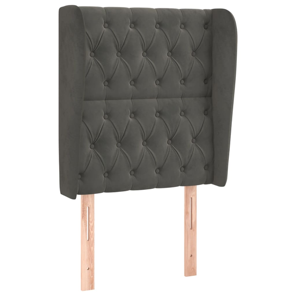 Tăblie de pat cu aripioare gri închis 83x23x118/128 cm catifea