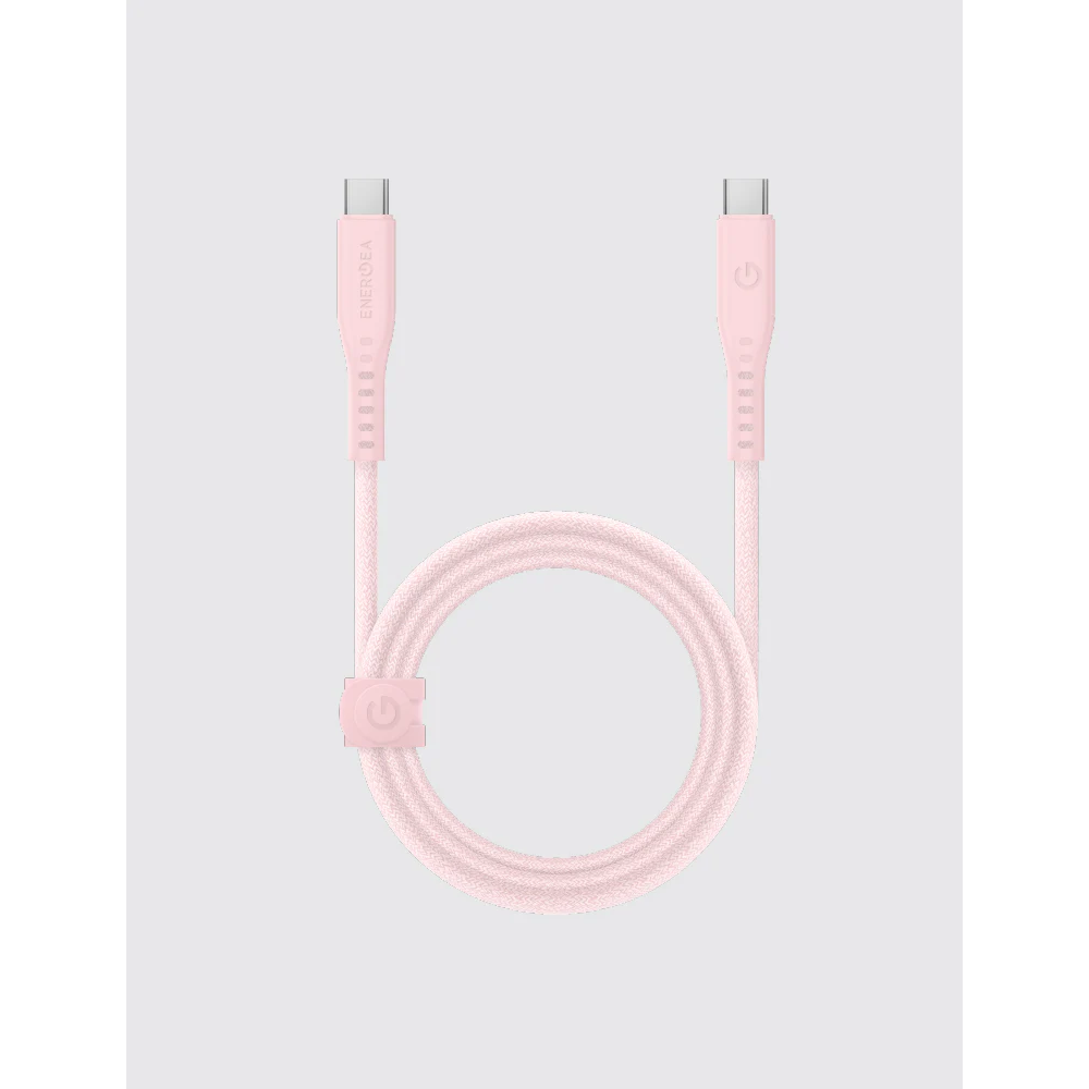 Energea Flow USB-C apa - USB-C apa 2.0 Adat és töltő kábel 1.5m - Rózsaszín (CBL-FLCC-PNK150M)