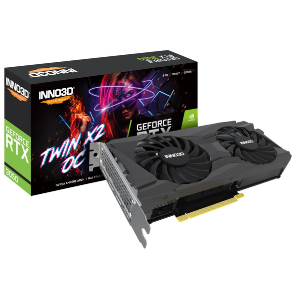 Inno3D GeForce RTX 3050 8GB TWIN X2 OC videokártya (N30502-08D6X-11902130)