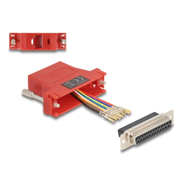 DELOCK D-Sub 25 Pin Buchse zu RJ45 Buchse Montagesatz rot