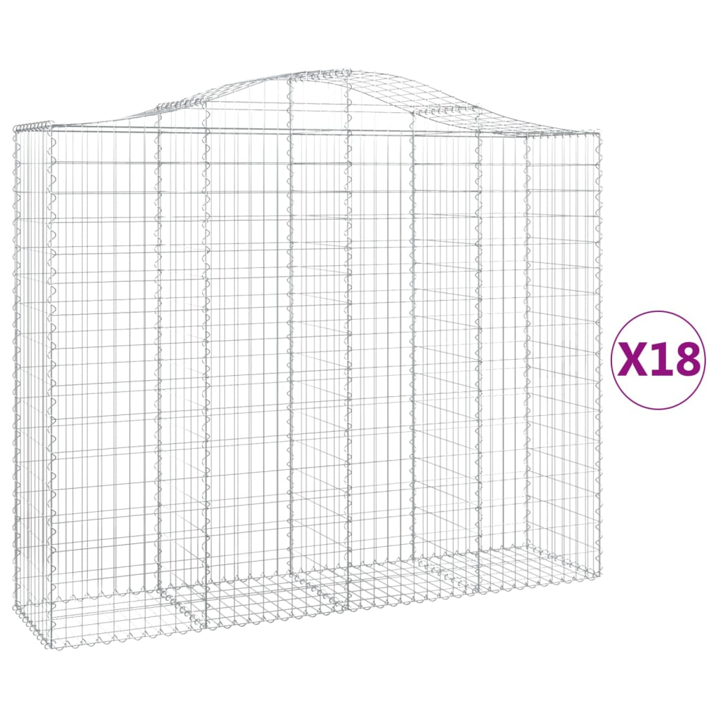 18 db íves horganyzott vas gabion kosár 200x50x160/180 cm (3145717)