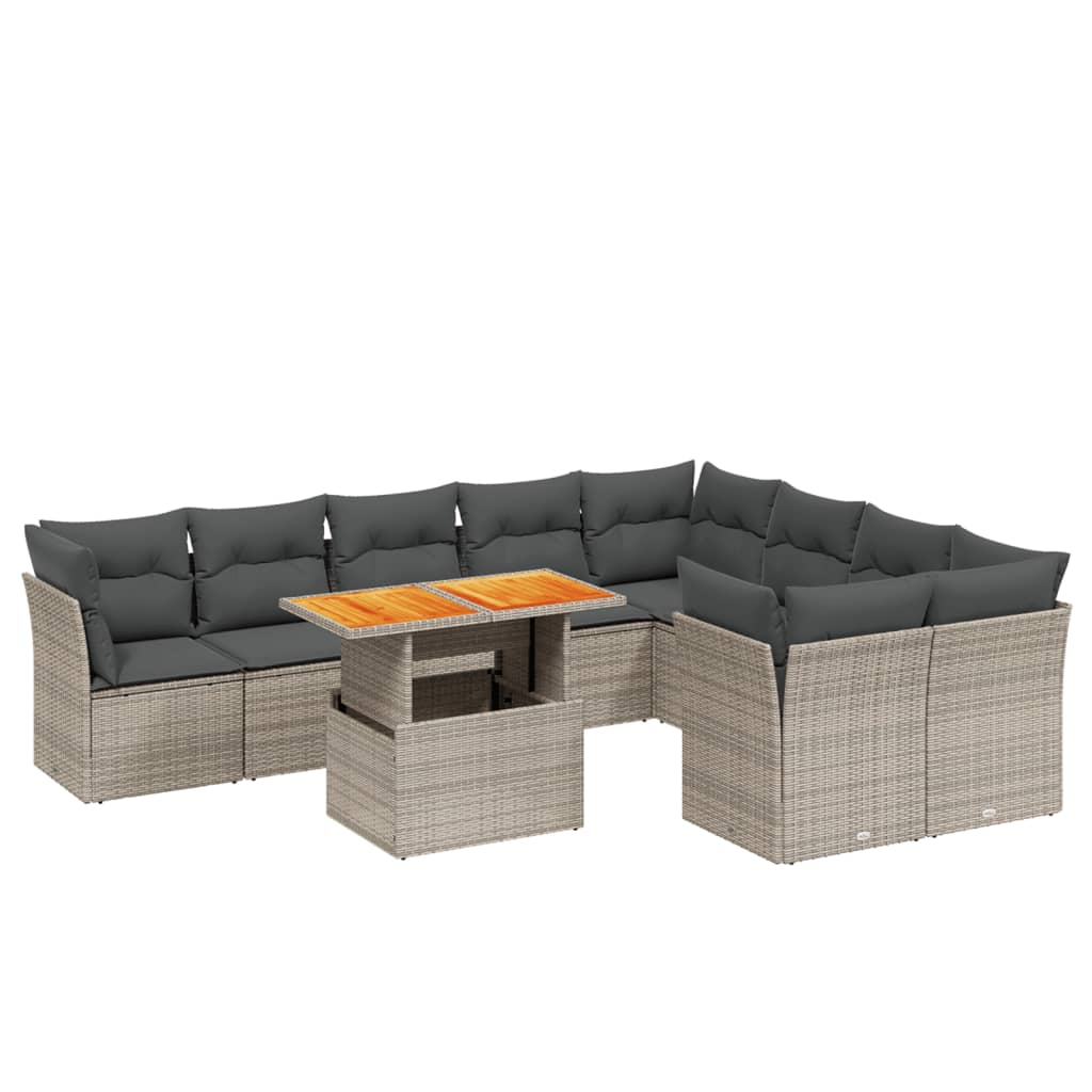 10 részes szürke polyrattan kerti ülőgarnitúra párnákkal (3271011)