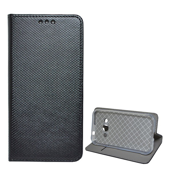 Tok álló, bőr hatású (FLIP, oldalra nyíló, asztali tartó funkció, rombusz minta) FEKETE [Samsung Galaxy Xcover 3 (SM-G388)] (5996457746316)
