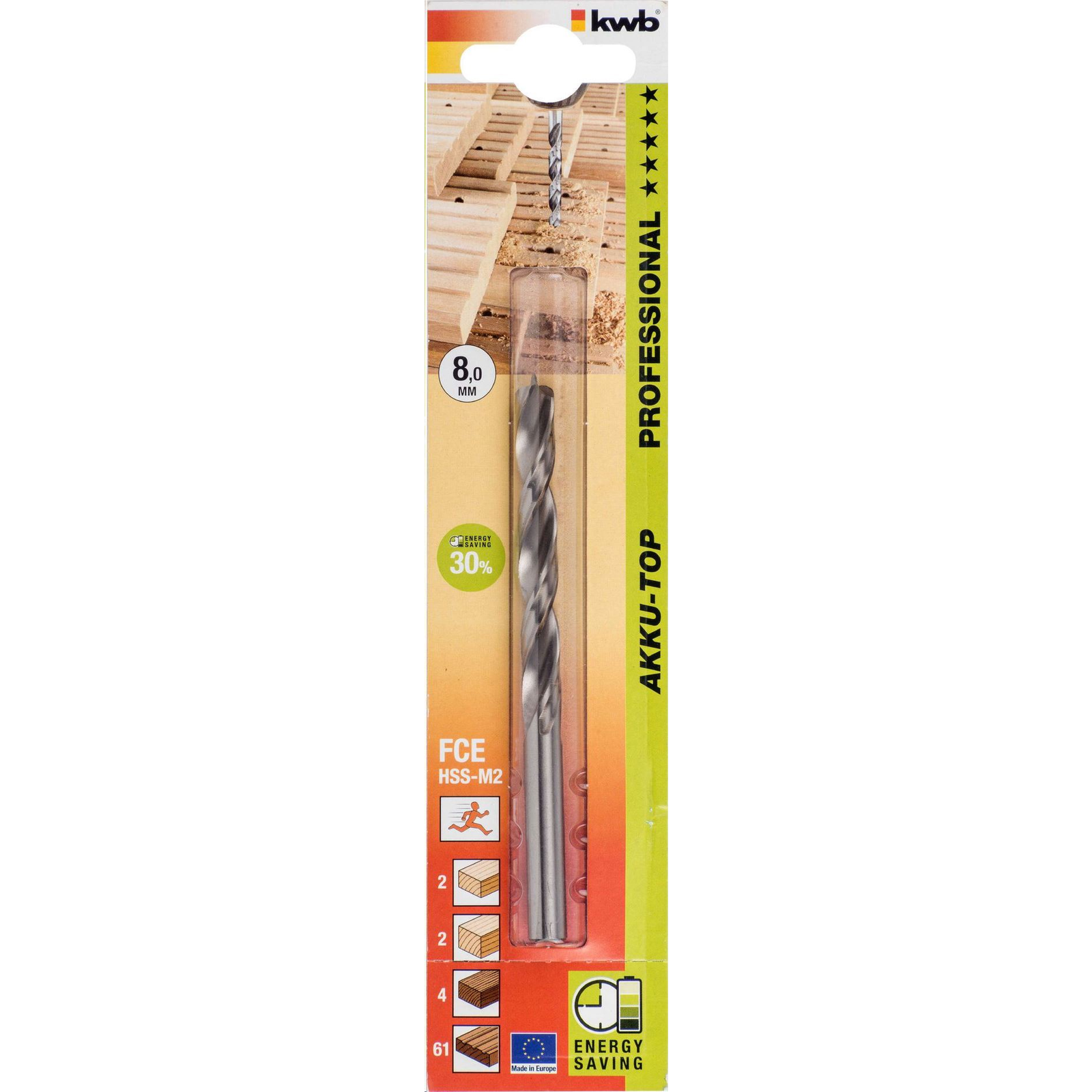 KWB PROFI AKKU TOP ENERGY SAVING 30% fa fúrószár, 8 mm (511908) (511908)