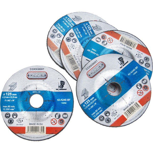 CONNEX vágókorongkészlet fém 125 mm, 5 db, vastagság 2,5 mm