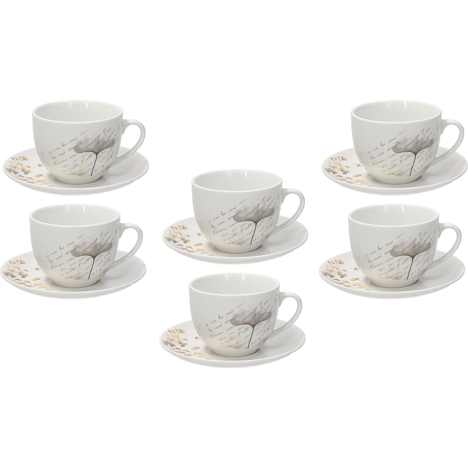 Tognana MADISON POESIA teáscsészekészlet csészealjjal, 6 db, 260 ml (MC085025787)