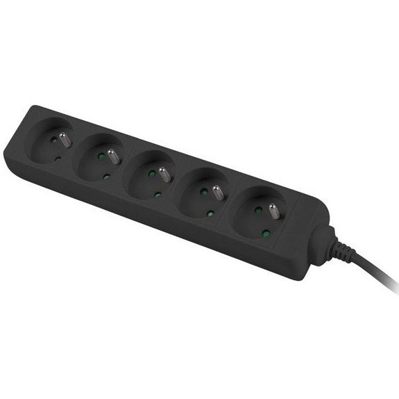 PremiumCord Hosszabbító kábel 230 V, 2 m, 5 csatlakozóaljzat, fekete (ppa5-02bk)
