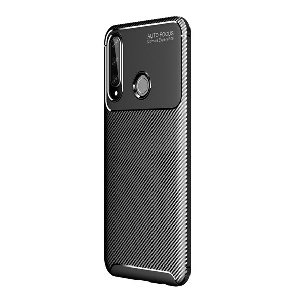 Szilikon telefonvédő (közepesen ütésálló, légpárnás sarok, karbon minta) FEKETE [Huawei Y6p] (5996457980000)