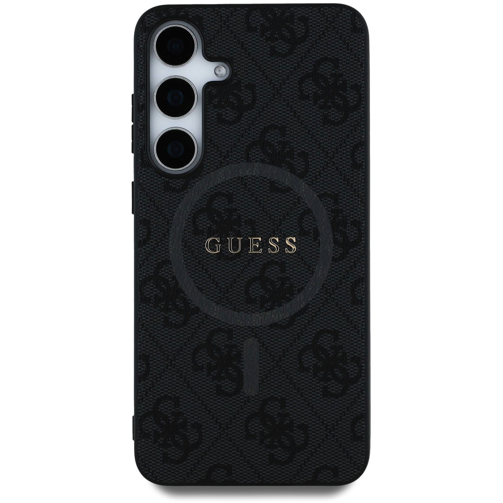 Guess 4G Colored Ring Samsung Galaxy S25 fekete PU bőr MagSafe tok (GUHMS25SG4GFRK)