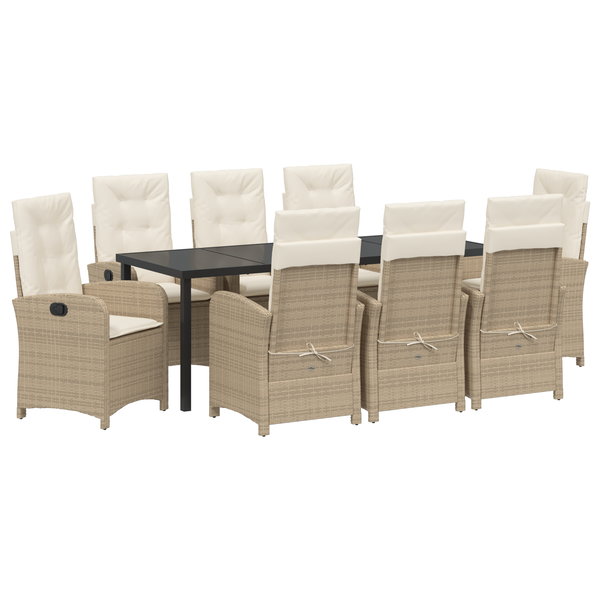 Set de dining de grădină 9 piese cu perne Bej Ratan Poli